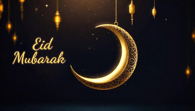 a black background with a gold crescent moon