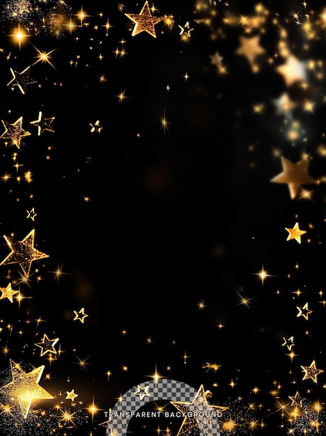 PSD a black background with gold stars and a black background