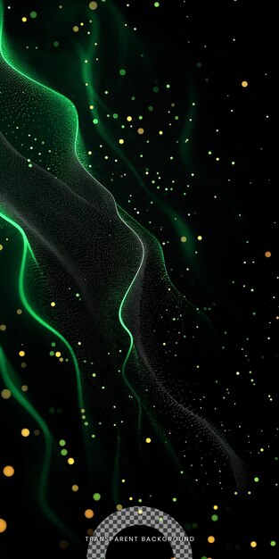 PSD black background with green lines of light on the left on a transparent background