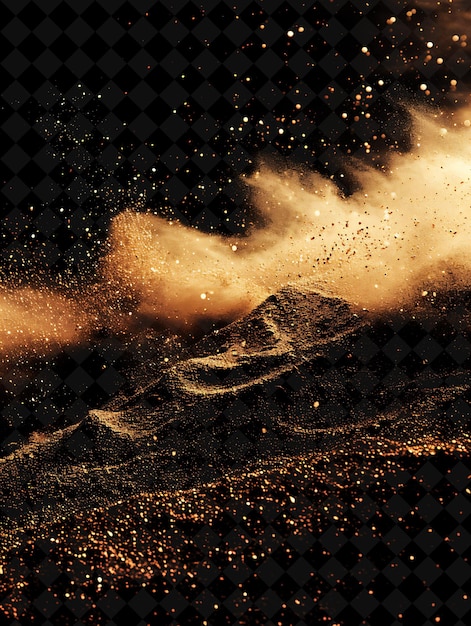 PSD a black background with a picture of a mountain and dust