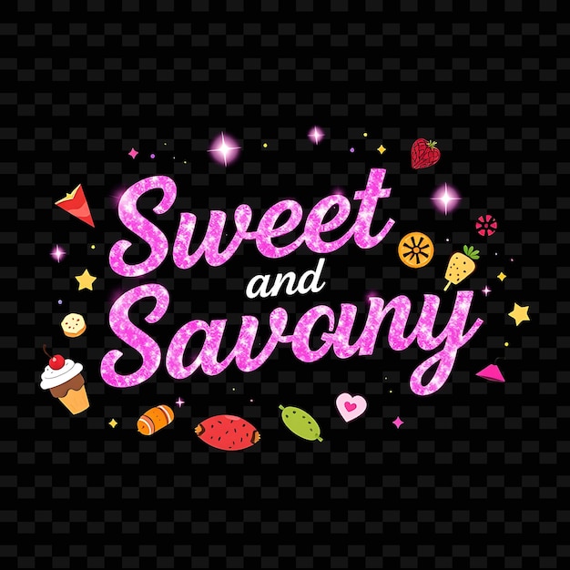 PSD a black background with a picture of sweet and sweet food