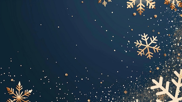 Black background with snowflakes falling in the style of a cartoon depicting a Christmas concept