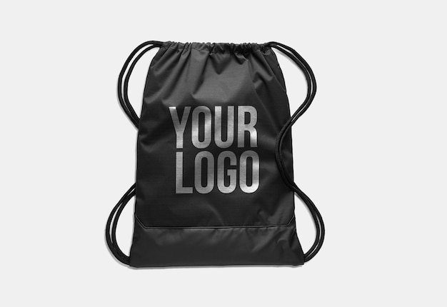 Black bag logo mockup of gym bag isolated