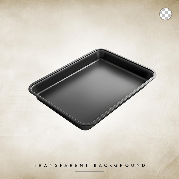 PSD black baking tray isolated on transparent background