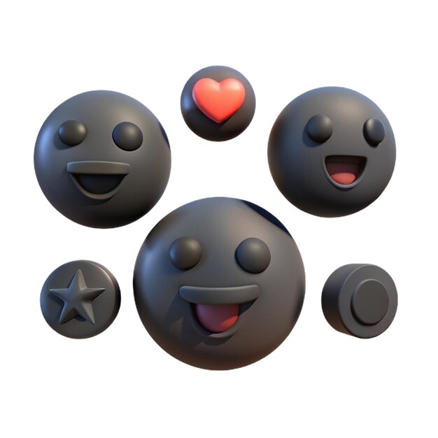 a black ball with a heart on it and a black circle with a heart on it