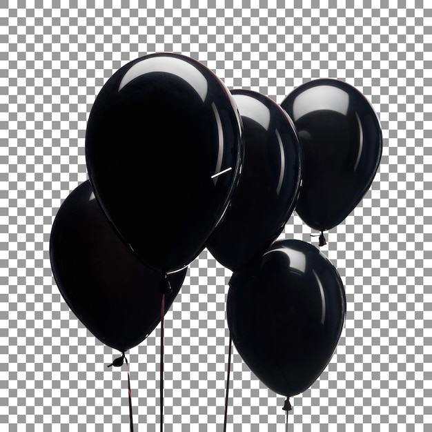 Black balloons isolated on transparent background