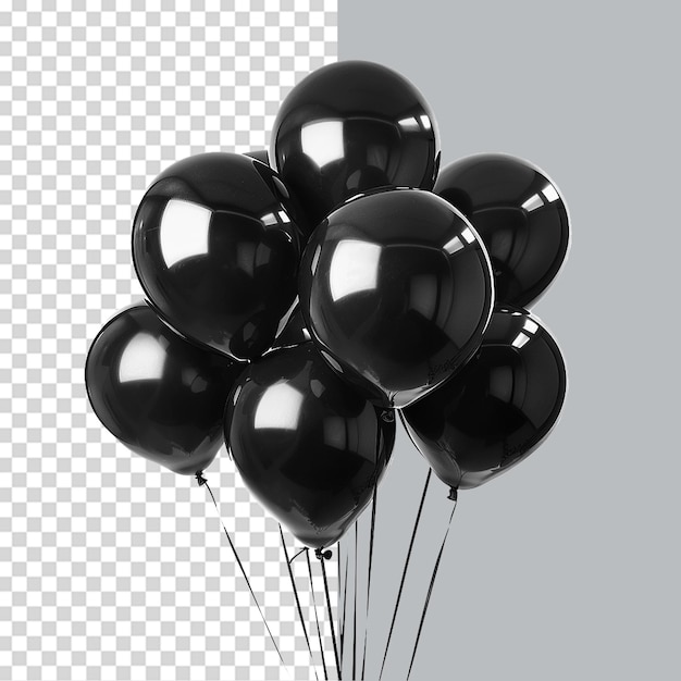 PSD black balloons png isolated on transparent background