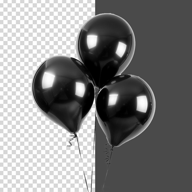 PSD black balloons png isolated on transparent background