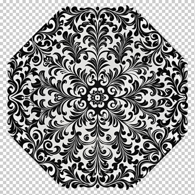 black baroque in hexagon on transparent background