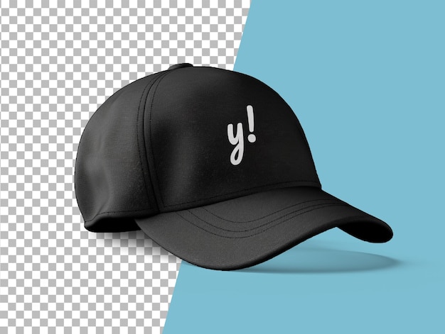 PSD black baseball cap on transparent background psd mockup template