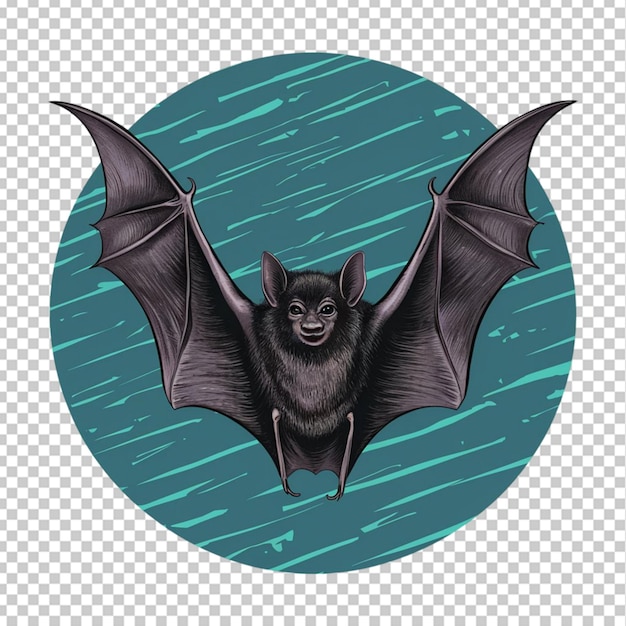 PSD black bat in flight with detailed wing structure visible isolated