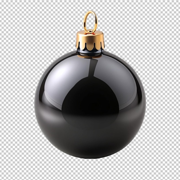 PSD black bauble design concept isolated on transparent background