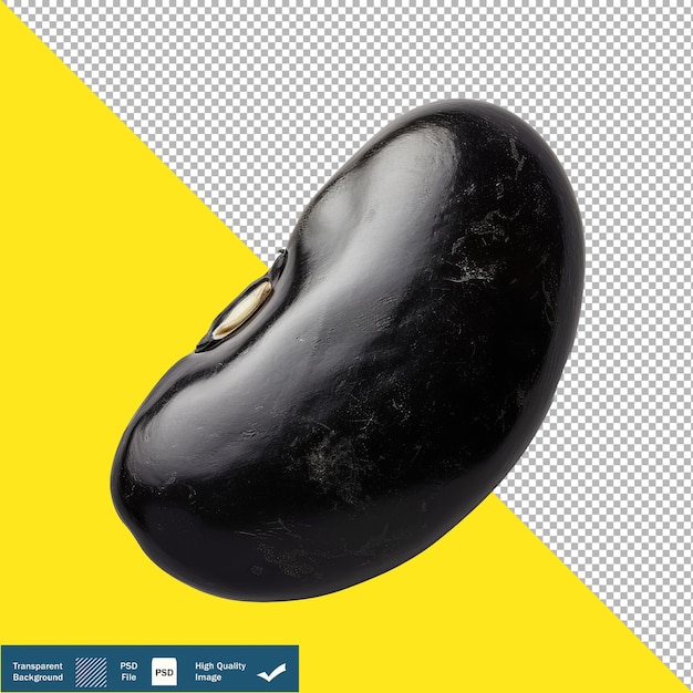 Black Bean on White Background CloseUp Stylized 5 transparent background PNG PSD