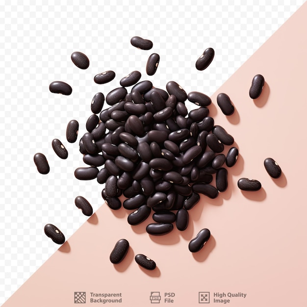 Black beans separated on a dark surface