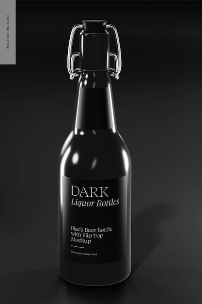 Black Beer Bottle with Flip Top Mockup, Front View