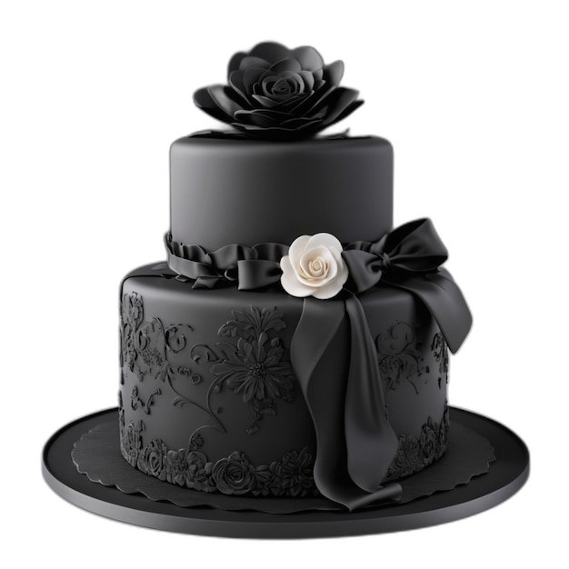 Black birthday cake PSD on a white background