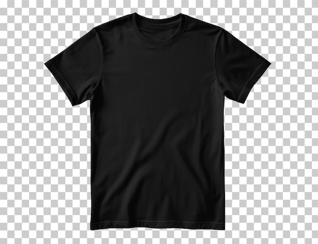 PSD black blank tshirt front mockup on a transparent background