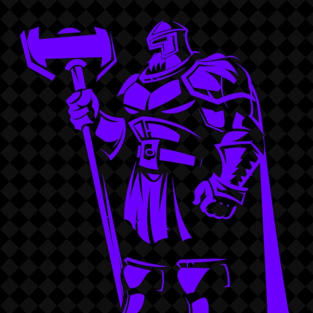 a black and blue knight with a sword in his hand