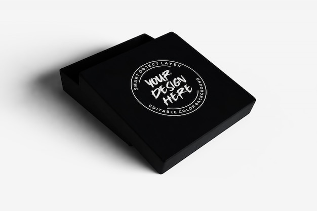 Black box with opened lid mockup