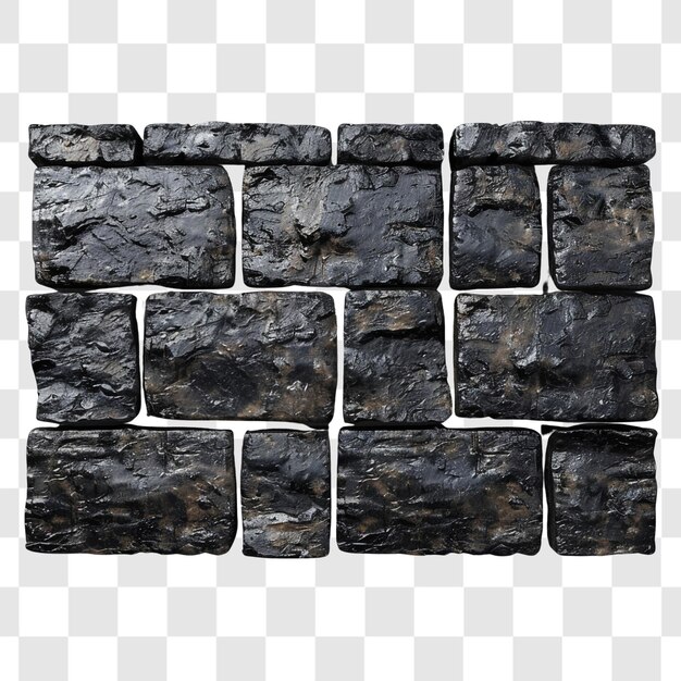 PSD black brick on white background render ultra realistic