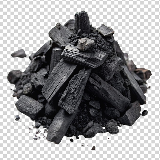 PSD black brittle substance produced by burning isolated on transparent background