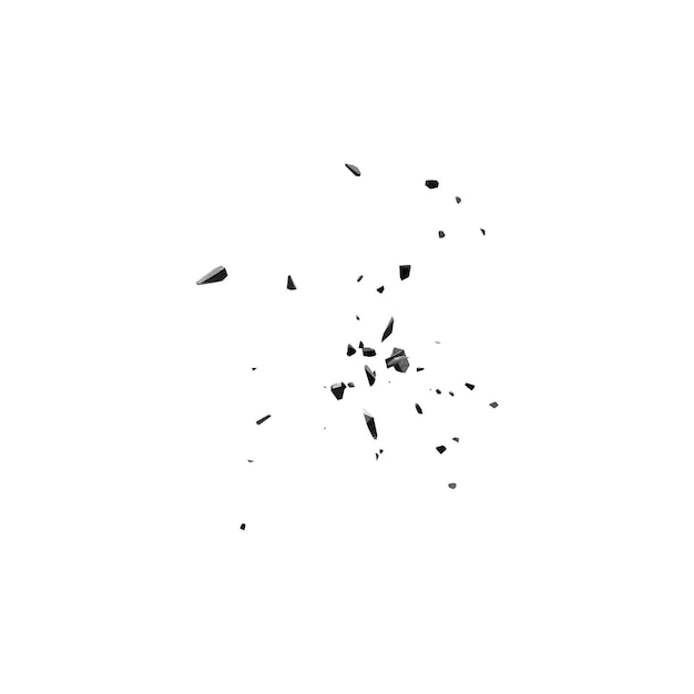 A black broken object is in the corner of a white wall.