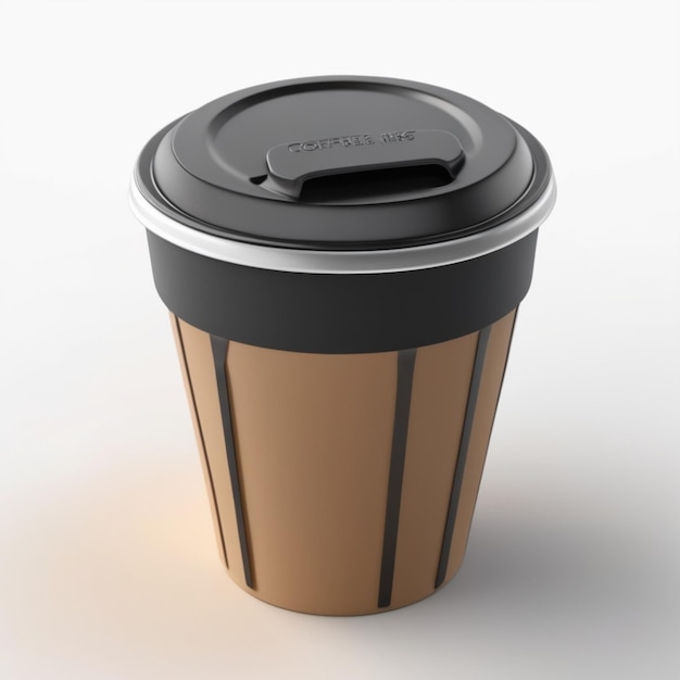 a black and brown coffee cup with the lid open