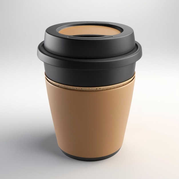 a black and brown coffee cup with a lid that says  coffee  on the top