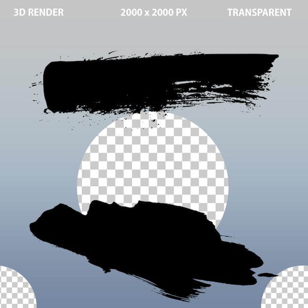 PSD black brushes design for poster and banner on transparent background