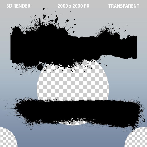 Black brushes design for poster and banner on transparent background