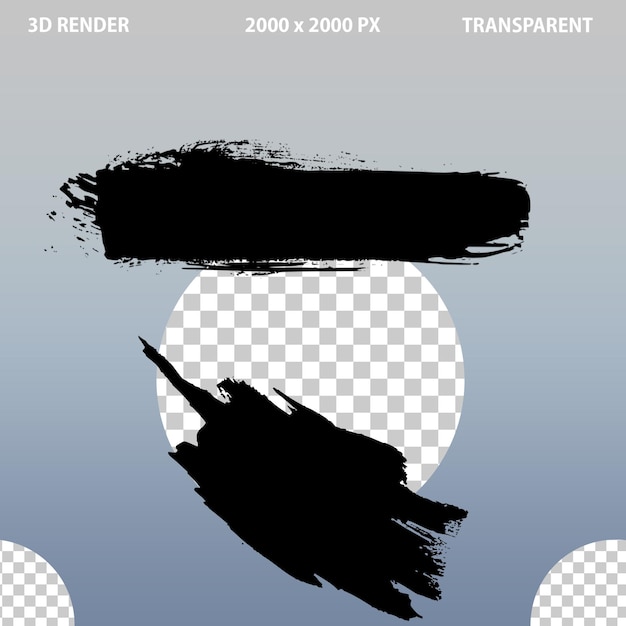 Black brushes design for poster and banner on transparent background