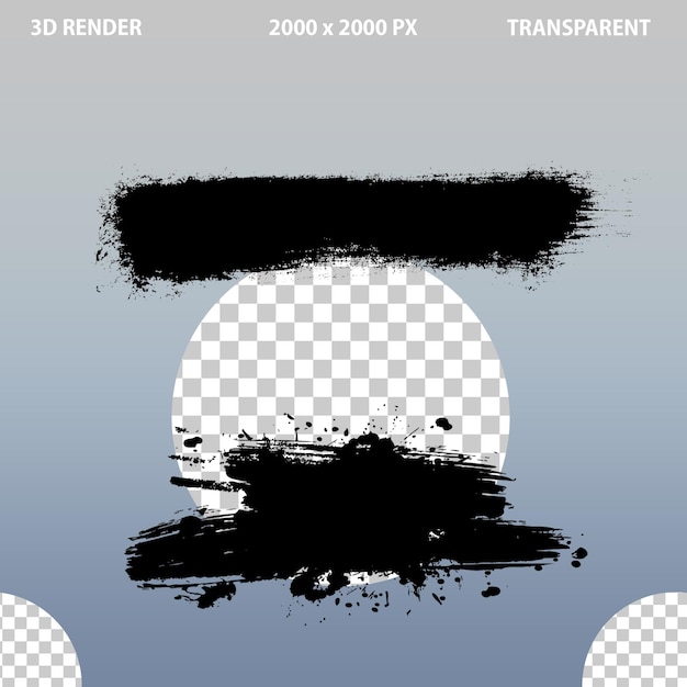 Black brushes design for poster and banner on transparent background