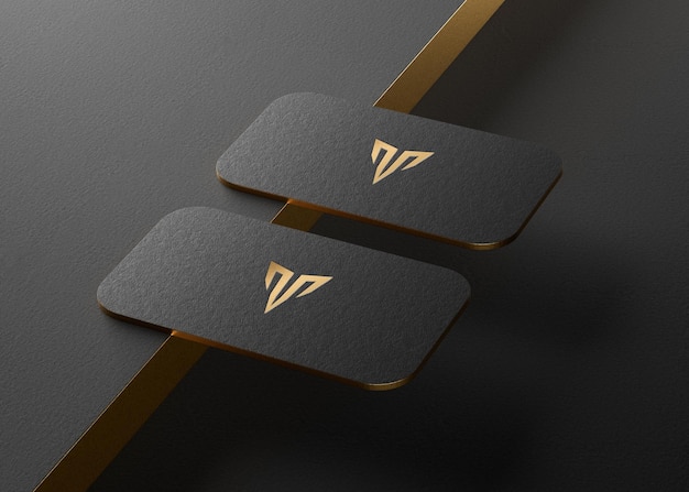 Black business card logo mockup for brand identity 3d render