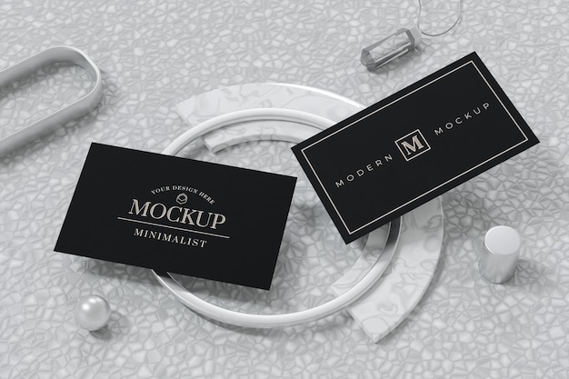 Black business card mockup design in 3d rendering