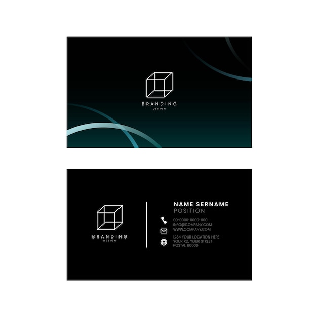 Black business card psd editable template