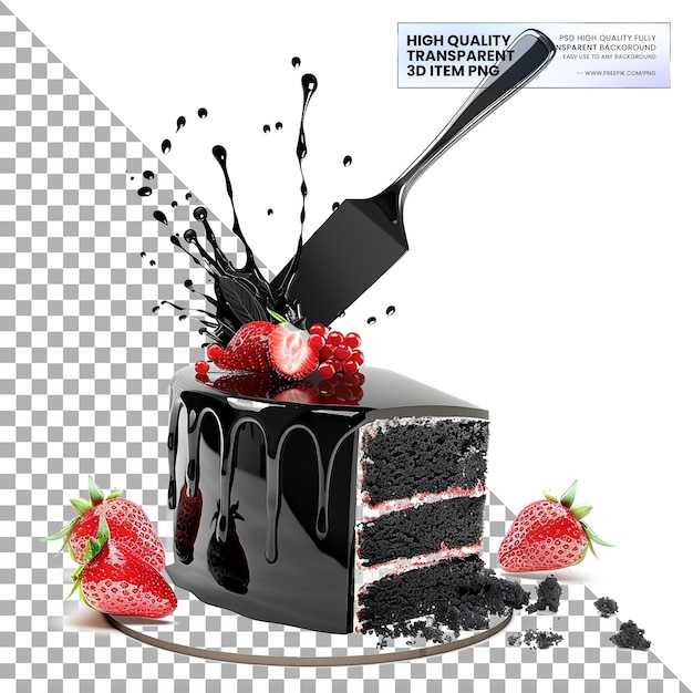 Black cake cutter on isolated white background on transparent background