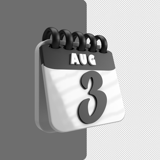 Black Calendar 3d  AUG PSD