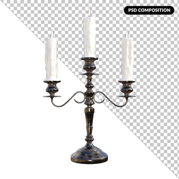 A black candle holder isolated 3d rendering