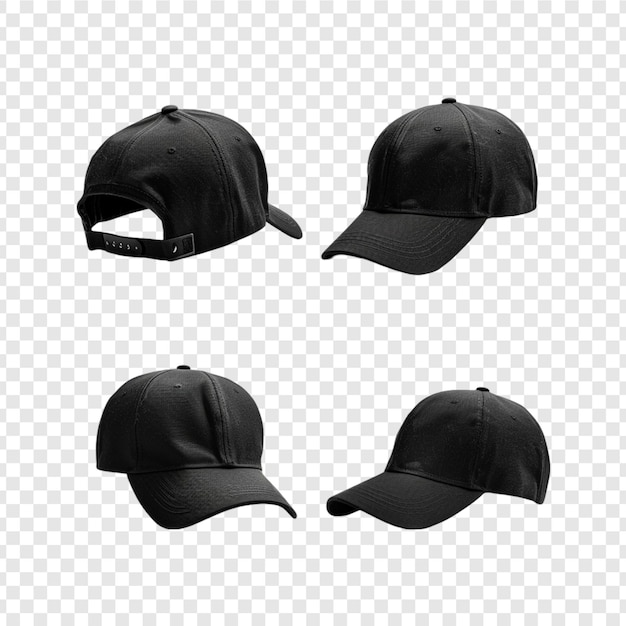 PSD black cap isolated on transparent background