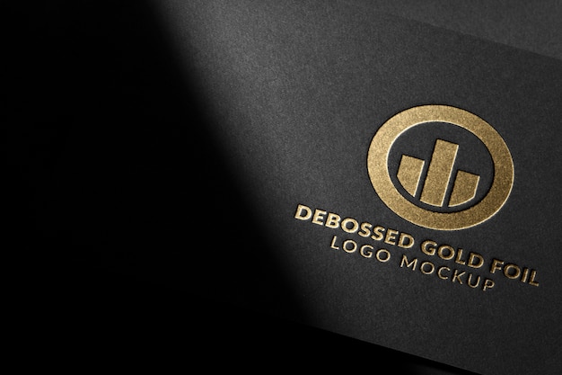 Black cardboard silver logo mockup