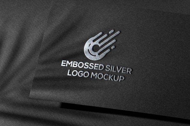 Black cardboard silver logo mockup