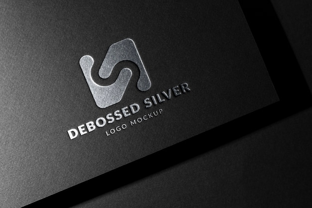 Black cardboard silver logo mockup