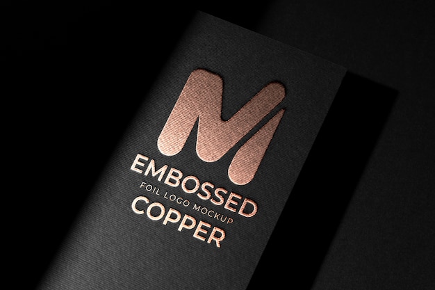 Black cardboard silver logo mockup