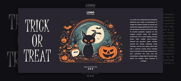 Black Cat Halloween Gift Card PSD Template