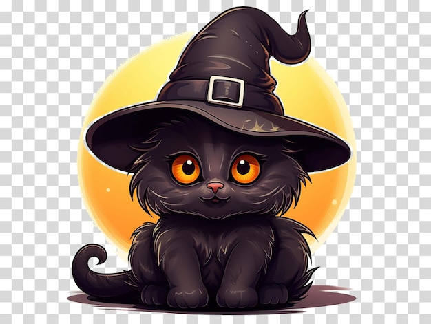 PSD black cat in a witch hat