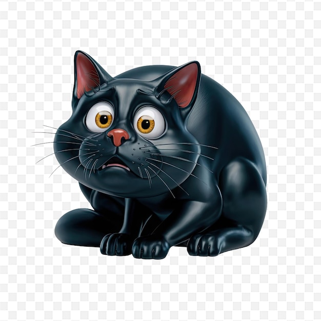 a black cat with a red nose and a black nose sits on a white background