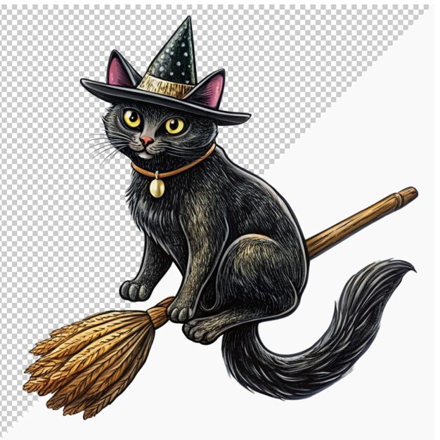 PSD black catridesthebroommagicvehicle on transparent background