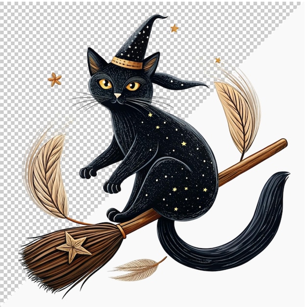 PSD black catridesthebroommagicvehicle on transparent background