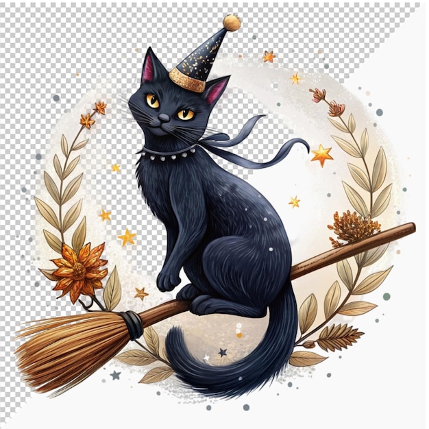 PSD black catridesthebroommagicvehicle on transparent background