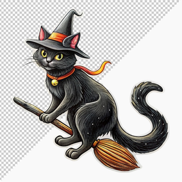 black catridesthebroommagicvehicle on transparent background